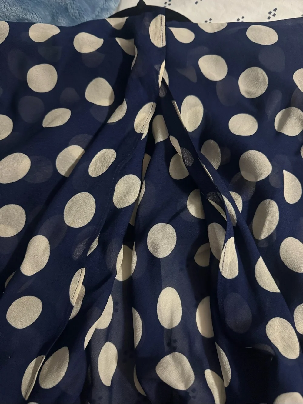 J crew Classic Navy Polka Dot Midi Skirt.size M